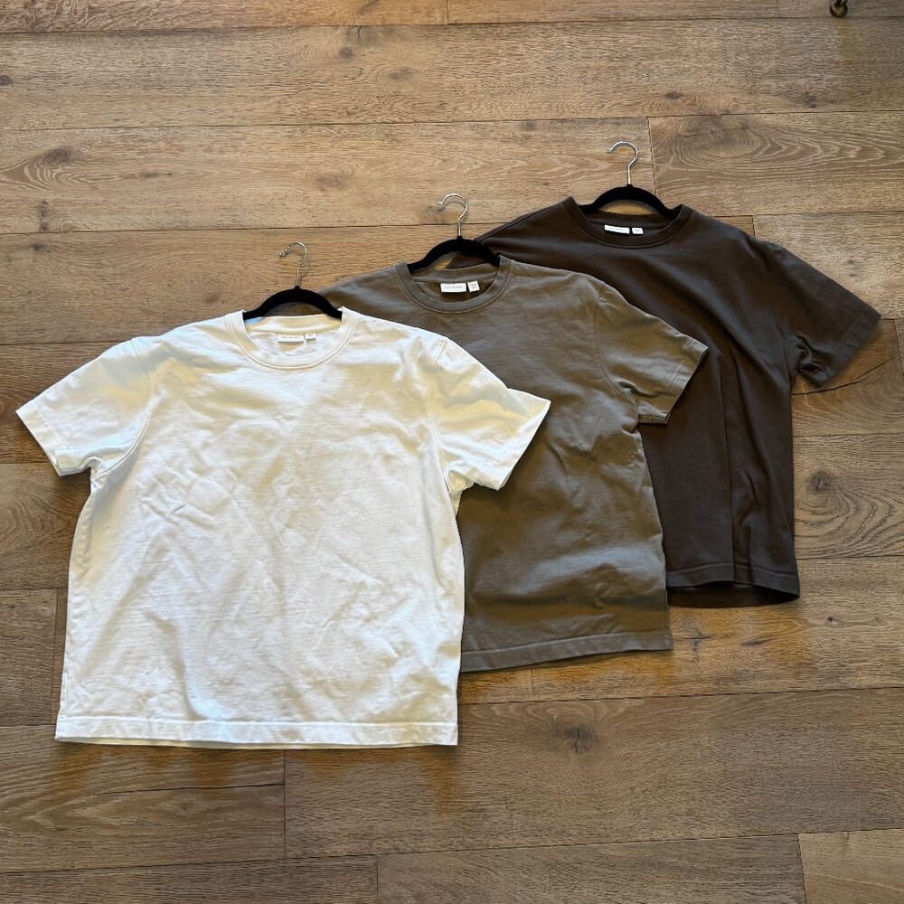 Zara Origins Ultra Heavyweight Boxy Fit T-Shirt XL 3 Pack White Tan Brown $150